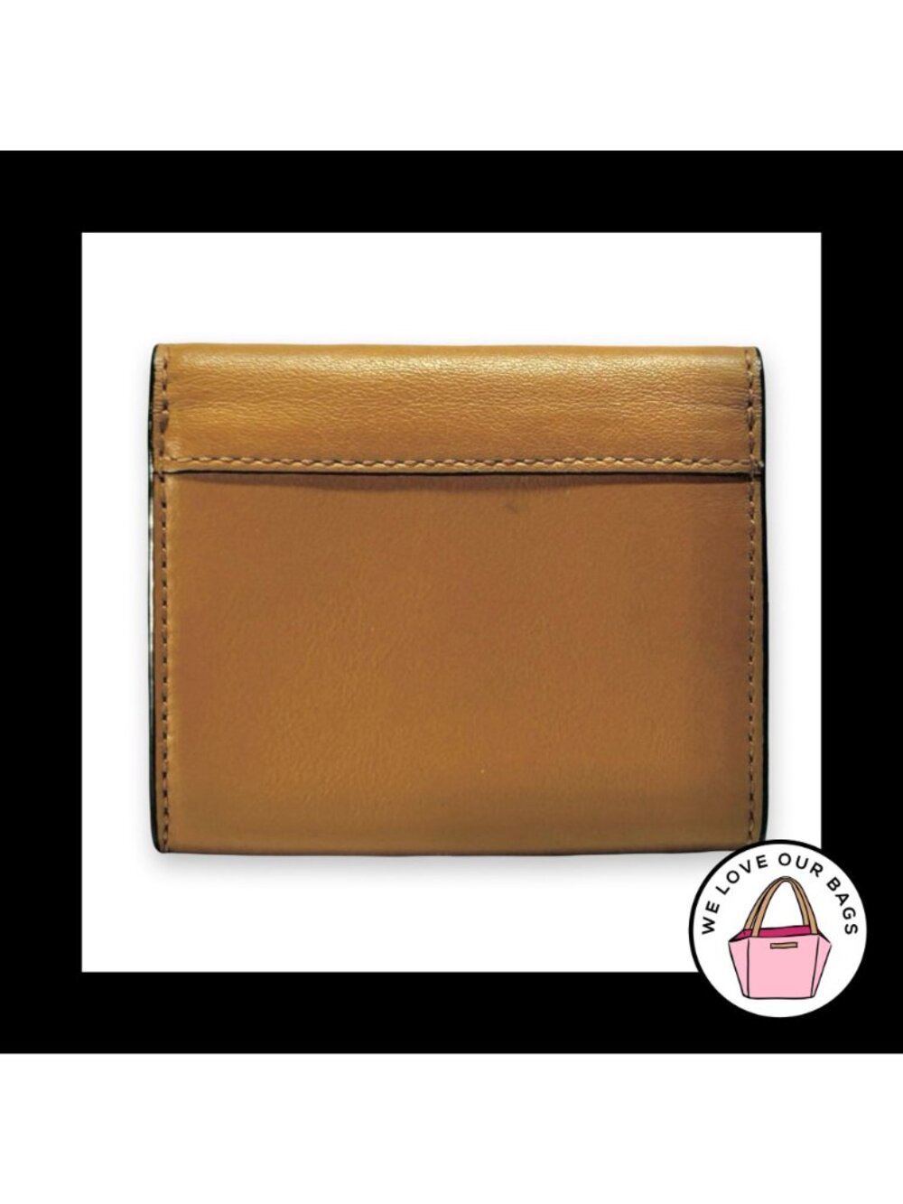 New COACH FLAP CARD CASE Light Saddle Smooth Leather Coin Purse Wallet C9528G - Picture 2 of 4